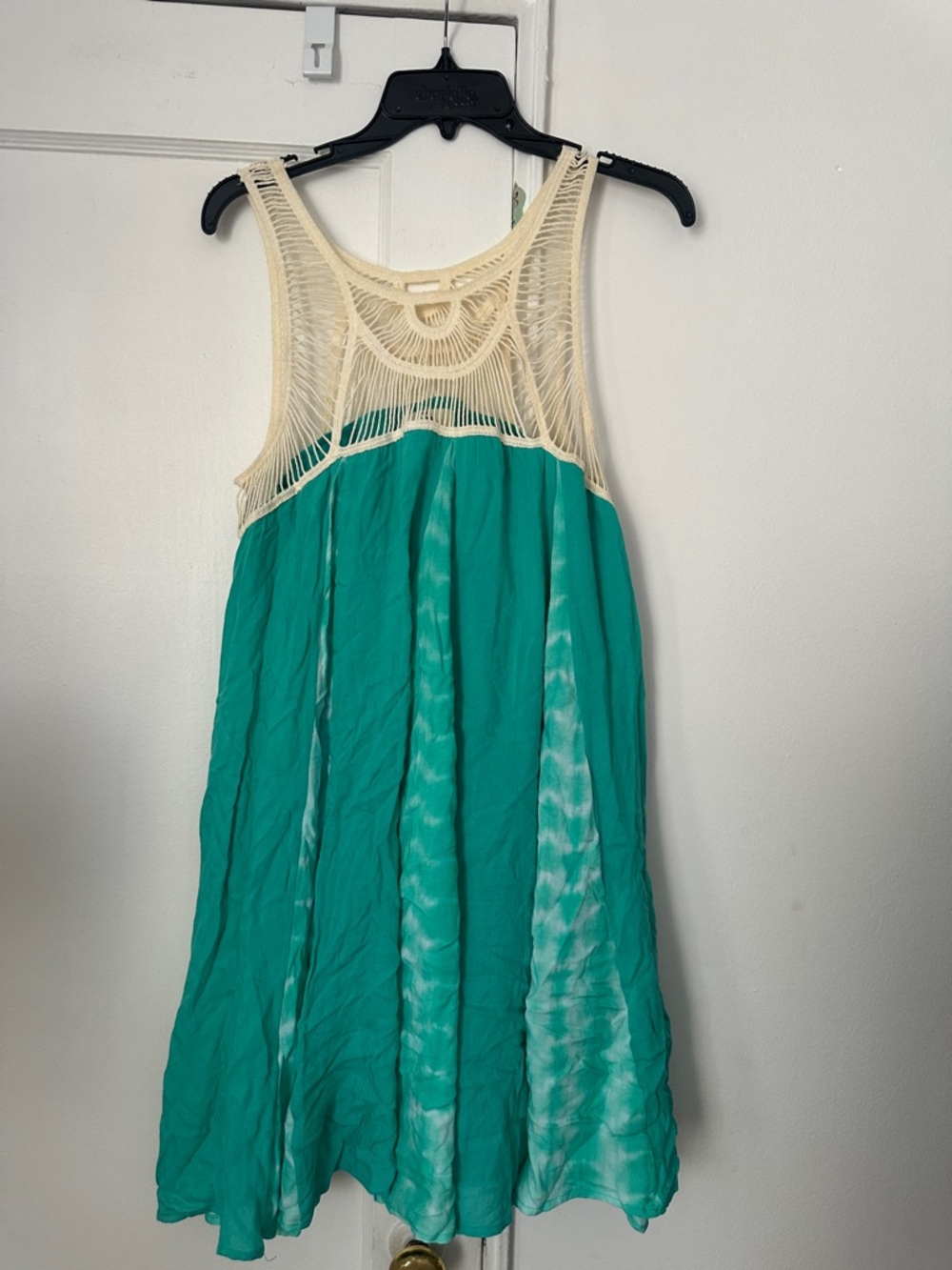entro Cream Crochet Top Green Tie-Dye Sundress - Preloved
